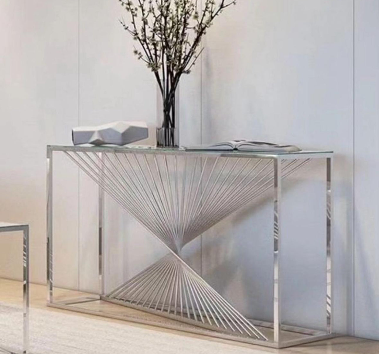 Glass Console Table Stainless Steel Frame