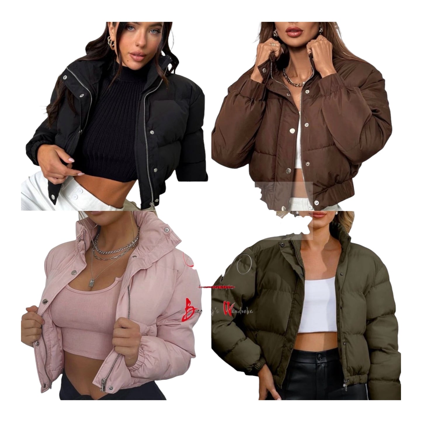 Ladies Cropped Puffer Jackets-Various Colours
