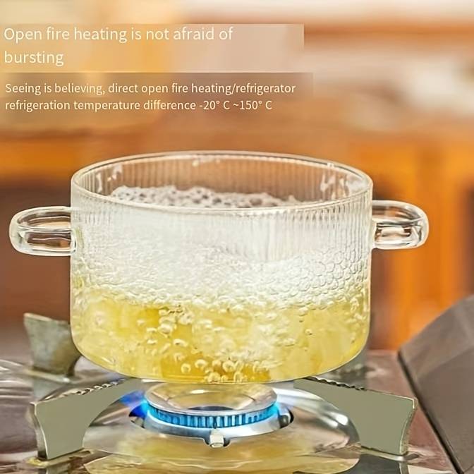 MHome Bear Lid Borosilicate Transparent Nonstick Glass Cooking Pot | Cookware