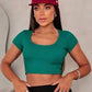 Women’s Short Sleeve Square Neck Crop Tops Basic Slim Fit Cropped T-Shirt