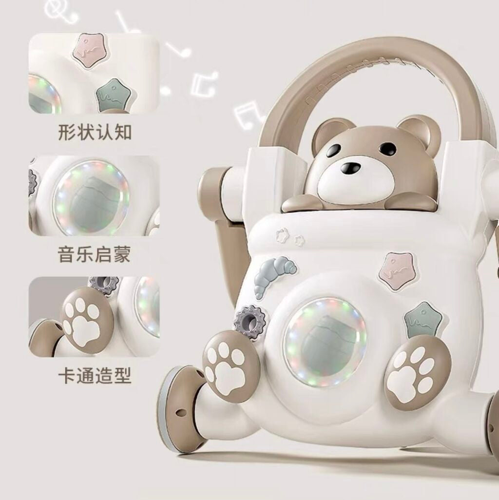 4-in-1 Baby Walker with Parent Push Handle, Baby Push Walker, Multifunctional Baby Sit to Stand Walker