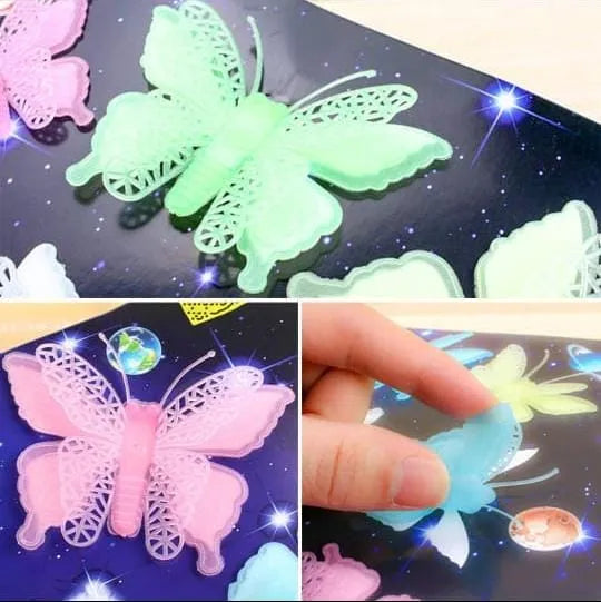 Butterfly Wall Sticker Glow in the Dark Luminous 3D Butterfly Stickers DIY Wall Sticker 3D Art Mural for Decorations