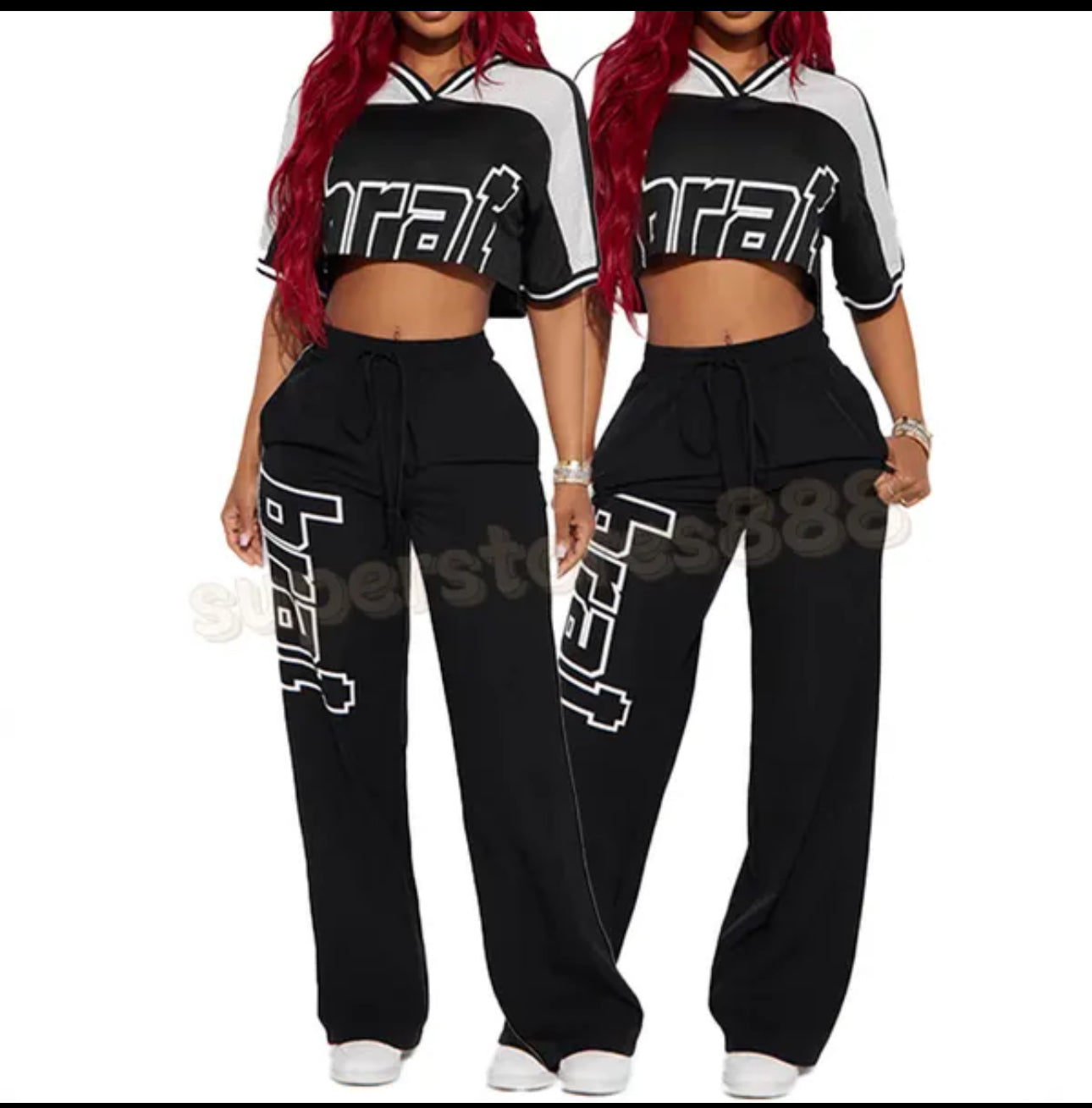 Women Trending Tracksuit Open Top, High Waisted Pants 2pc Set-Various Colours