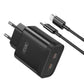 Adapter and Lightning Cable for iPhone, Dual Type-C Charger, Fast Charging 35W, Black.