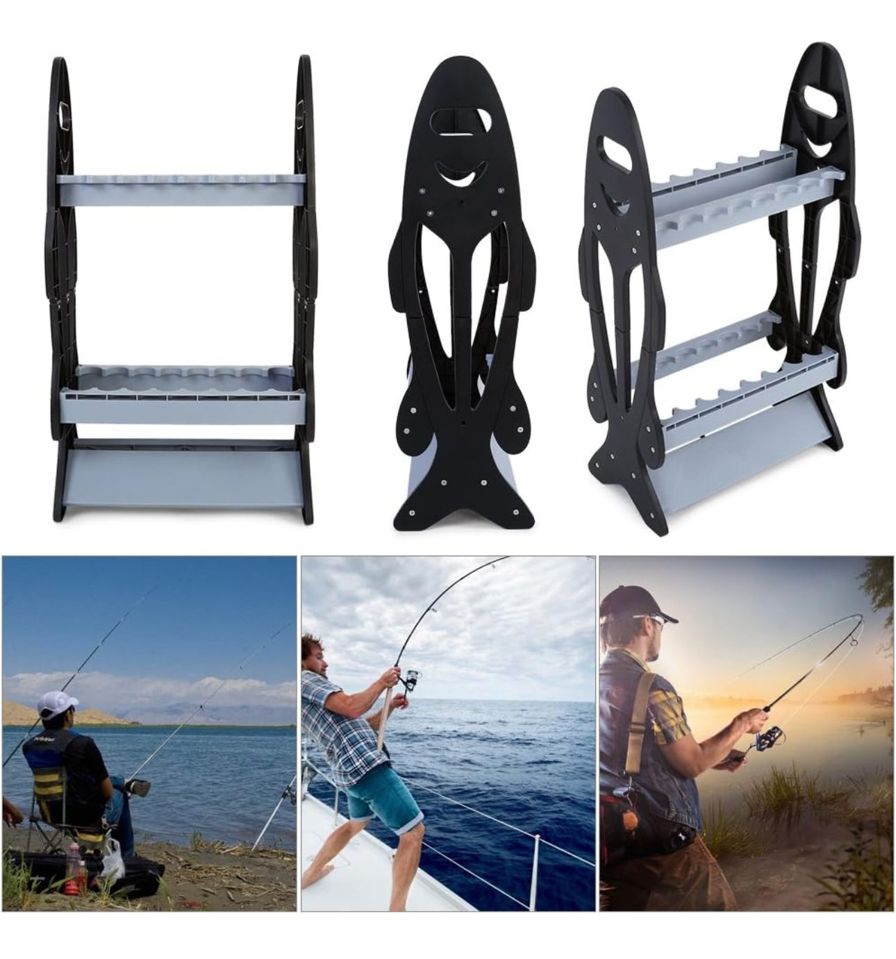 Fishing Rod Rack, 16 Fishing Rod Holder Stand Lightweight Pole Stand Rod Storage Organizer Holder Fish Rod and Its Accessories and Supplies