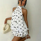 Ladies Summer Halter Neck Polka Backless Mini Dress-Various Colours