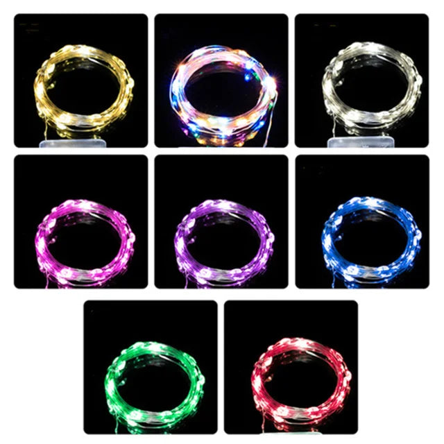 LED String Lights Battery Box Copper Wire Garland Lamp Outdoor Waterproof Fairy Lighting For Christmas Wedding Party Decor - 3M
