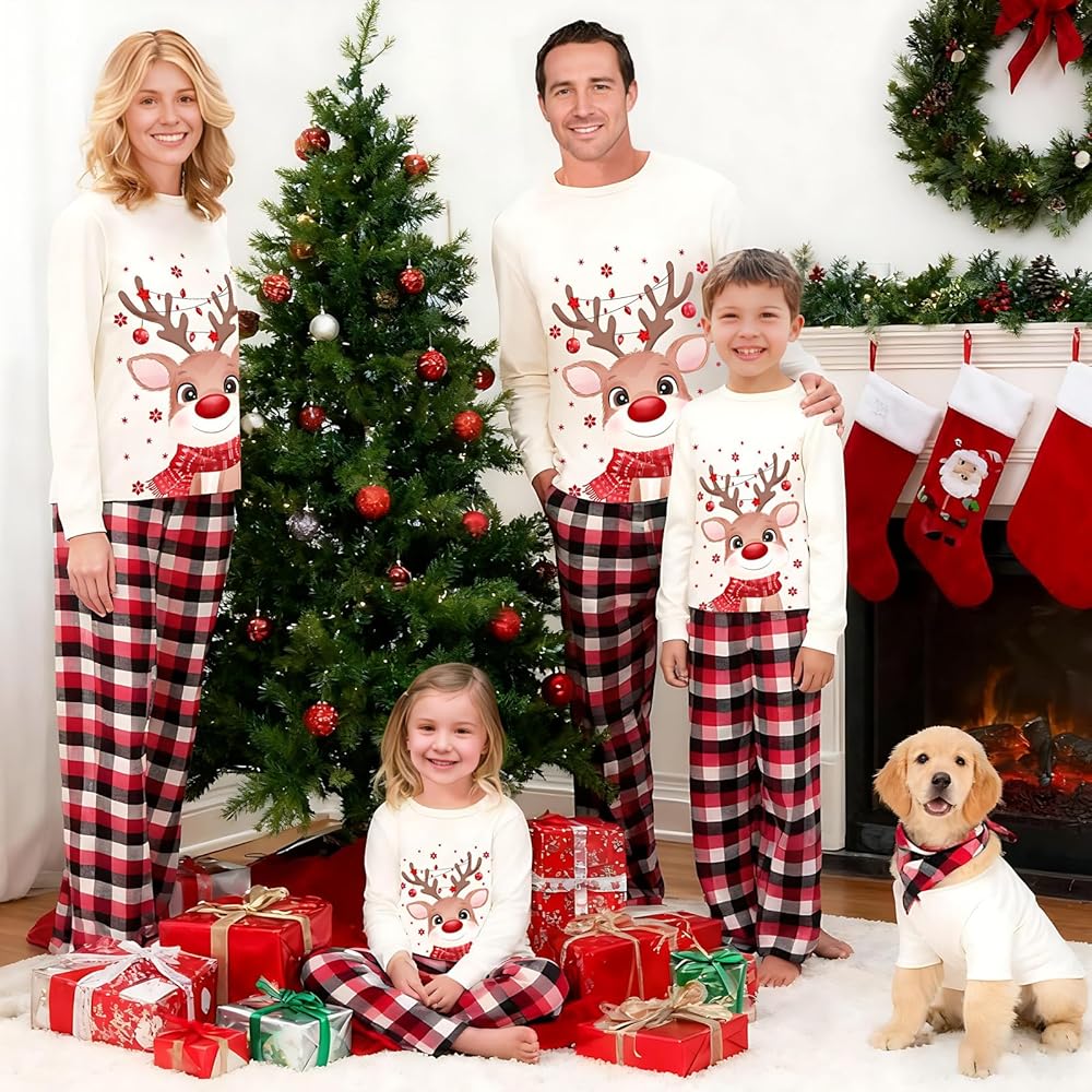 Family Christmas Pyjamas Set Christmas Cute Print Pajamas Festival Party Holiday Sleepwear Nightwear for Women Men Boys & Girls- Various Options