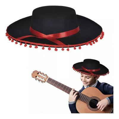 Funny Party Hats Matador Costume – Spanish Hat - Black and Red Matador Hat - Spanish Bull Fight Hat - Black Sombrero Hat, Matador Spanish Bull Fighting Costume Hat, One Size