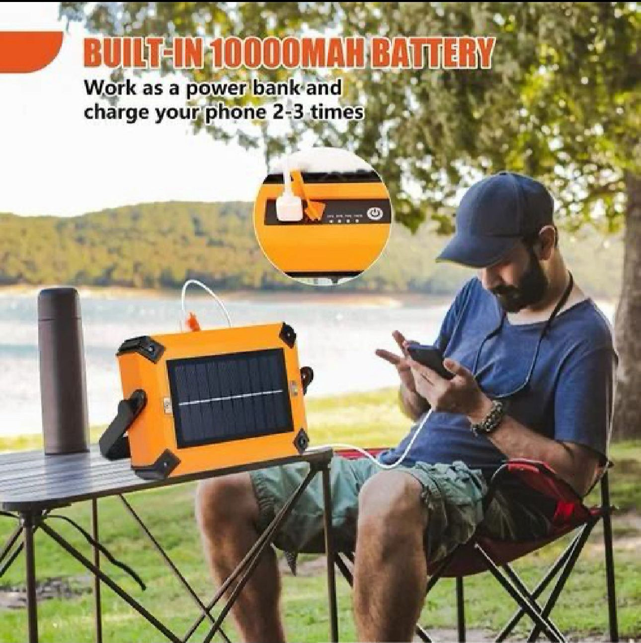 MTech Solar Portable Work Light With Power Bank USB