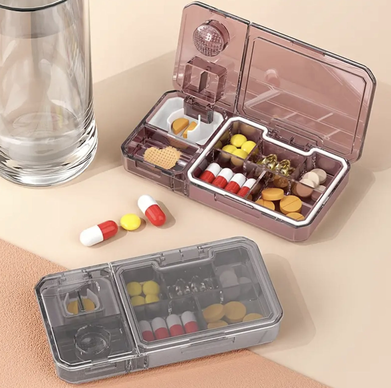 Portable Pill Cutter Box Pill Splitter Cutter Medicine Cutter 3 In 1 Tablet Cutter Pill Case Storage Crusher Travel Pill Box