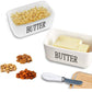 MHome Ceramic Butter Dish With Bamboo Wooden Lid & Butter Knife-Various Colours
