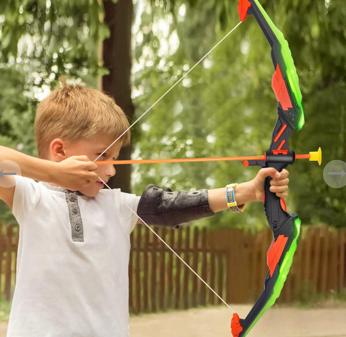 Kids Bow and Arrow Set - LED Light Up Archery Toy Set with 10 Suction Cup Arrows, Target & Quiver, Indoor and Outdoor Toys for Children Boys Girls