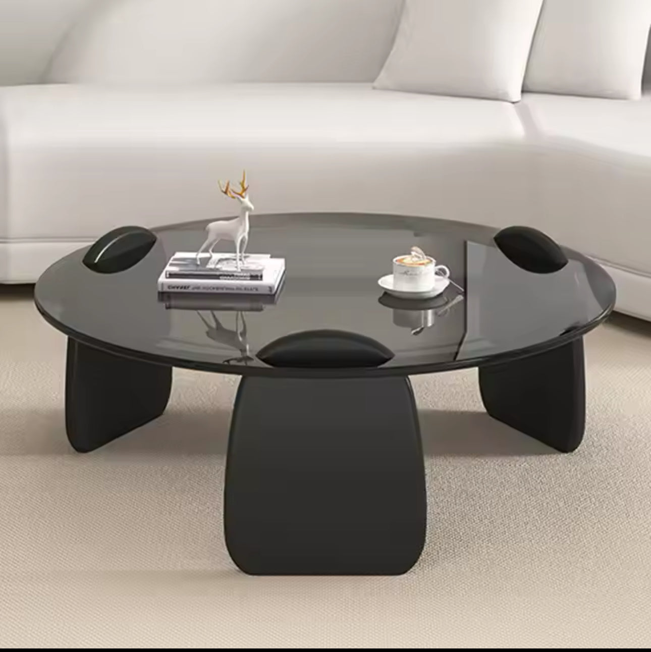 Living Room Coffee Tables Floor Modern Elegant Glass Bedroom Coffee Tables Center Round Home Furniture 2pc Nesting Set