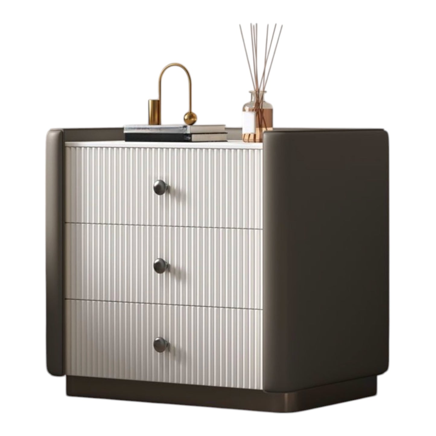 MFurn High Gloss 3 Drawer Bedside Rectangular Nightstand Cabinet