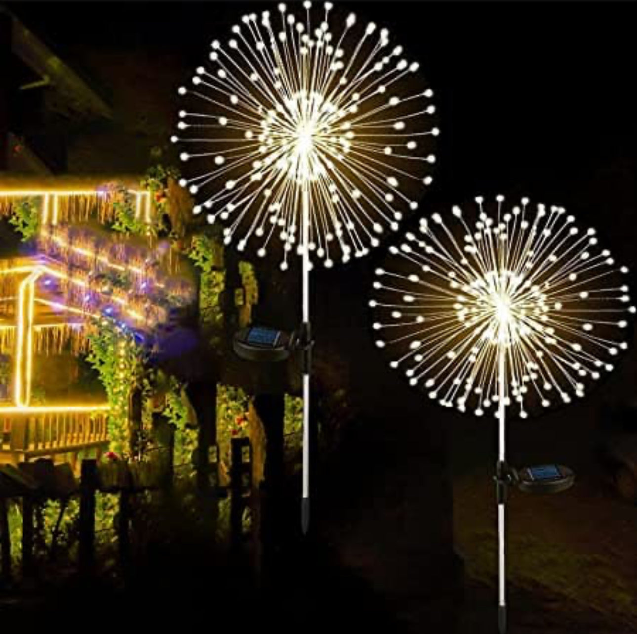 Solar Waterproof LED Firework lights Starburst Lights Garden Stake