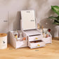 Mbeauty White Wooden Cosmetic Organiser With Drawers and Mirror