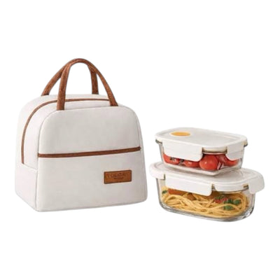 MHome Glass Lunch Box Set with Insulated Carry Bag – 3 Piece Meal Prep Container Set