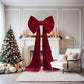 Christmas Tree Topper Bow, Extra Large Red Velvet Bows for Home Christmas Tree Toppers Wreath Wall Room Party Holiday Decor 60x180cm