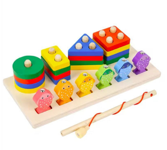 2 in 1 Fishing and Shape Sorting Board for Kids