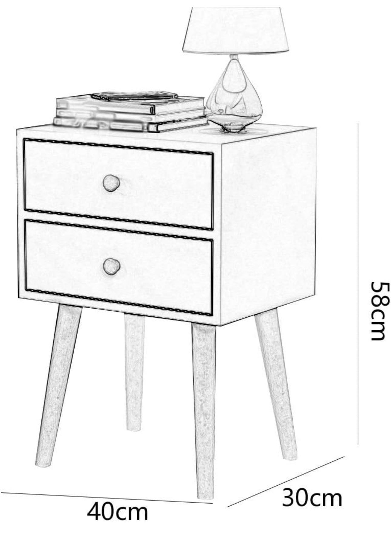 MFurn Nordic Bedside Nightstand – Modern Small Table with Drawer