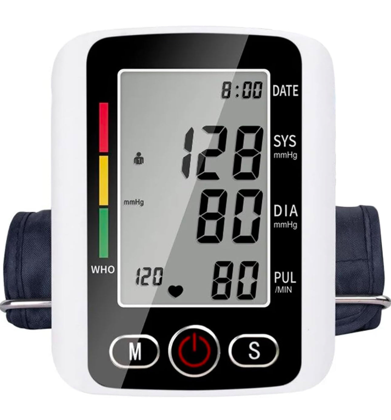 Blood Pressure Monitors Large Screen for Home use with Cuff Arm,Automatic Blood Pressure Machine Upper Arm for 2 Users BP Machine with Battery, White