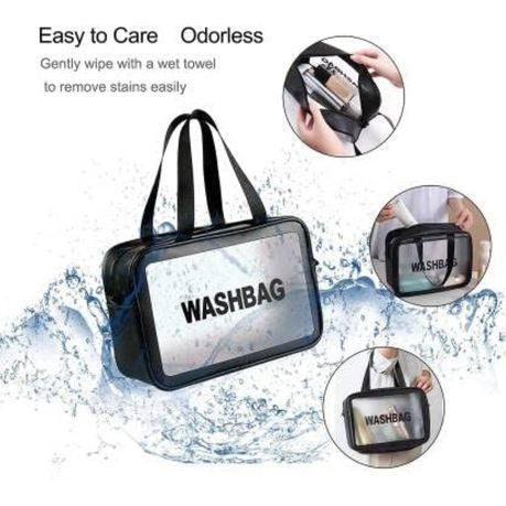 Toiletry Bag Frosted 3pc With Handle - Various Colours