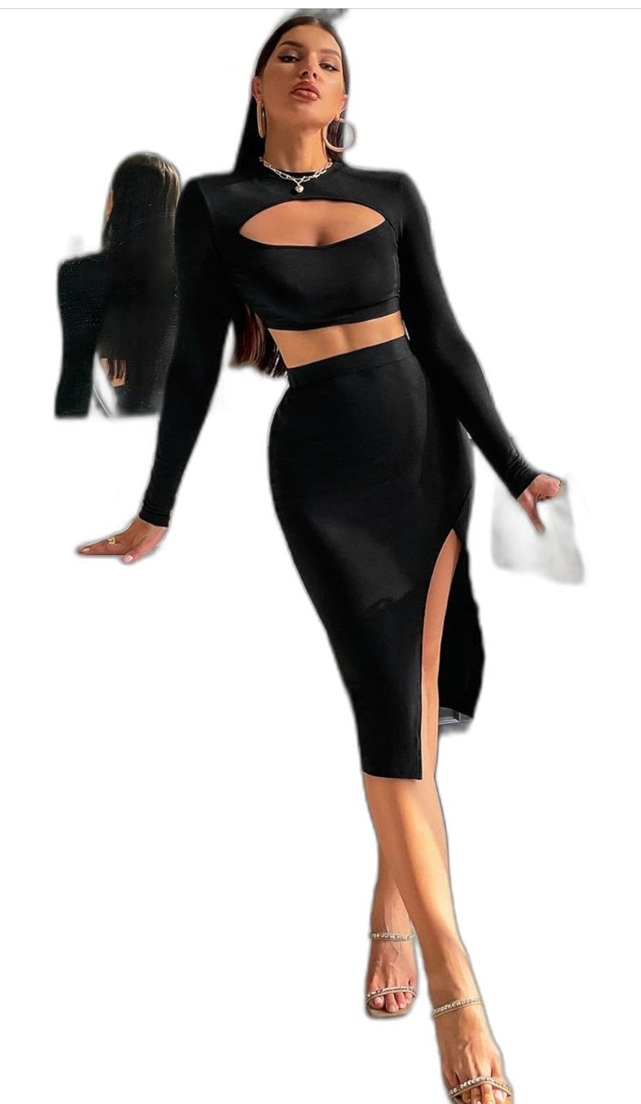 Elegant Sexy Ladies CropTop & Skirt 2pc
