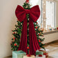 Christmas Tree Topper Bow, Extra Large Red Velvet Bows for Home Christmas Tree Toppers Wreath Wall Room Party Holiday Decor 60x180cm