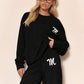 Ladies Knitted Lounge Set With Contrast Emblem-Various Colours