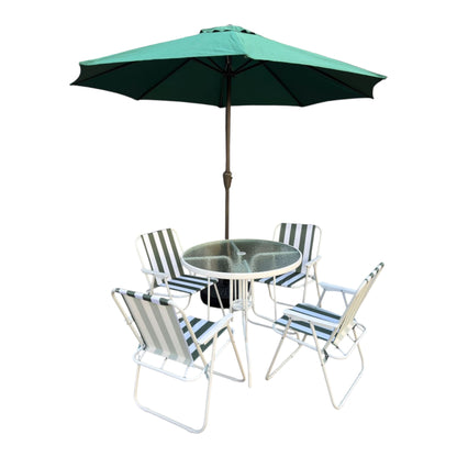 MFurn Angelique 7-Piece Outdoor Patio Dining Set with Umbrella