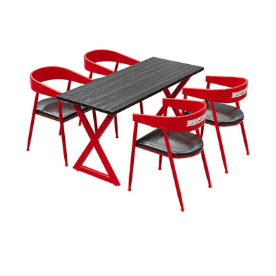 MFurn Monda 4 - Person Solid Industrial Wood Top Double Pedestal Dining Set-Various Colours Available. Only Available On Pre-Order