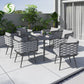 Modern Garden Outdoor Leisure Rope Woven Patio Dining Table + Chair With Aluminium Fame 7pc Set