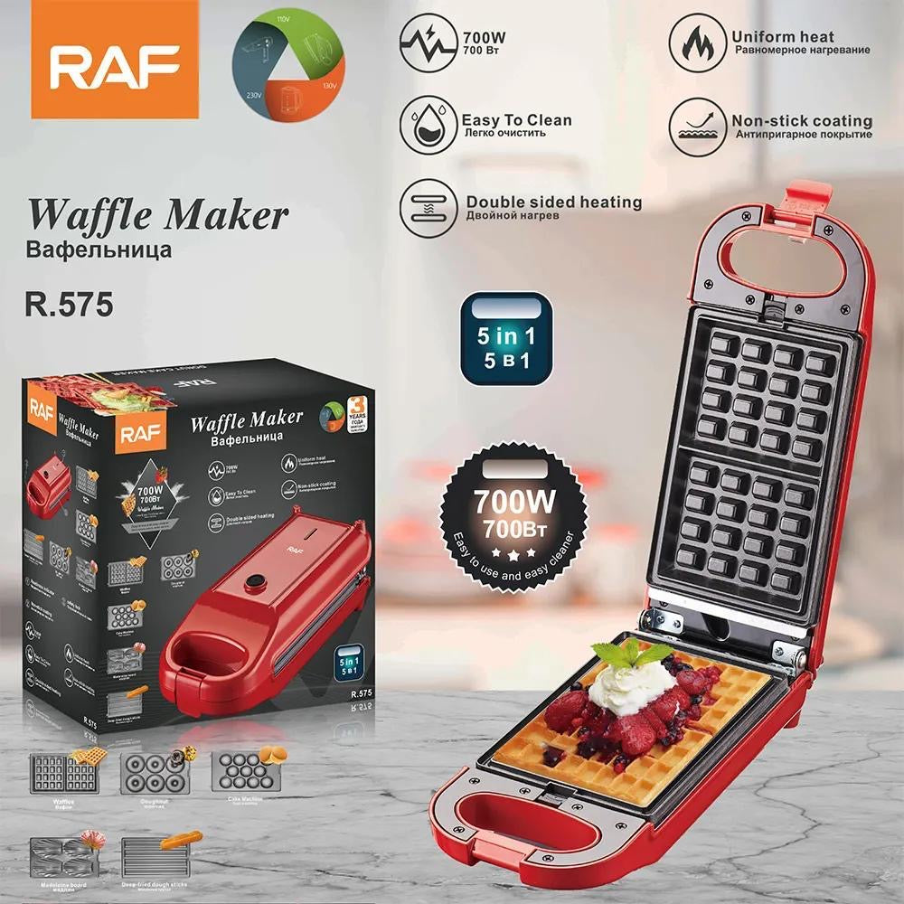 RAF 5-in-1 Waffle, Doughnut & Churros Maker – 700W