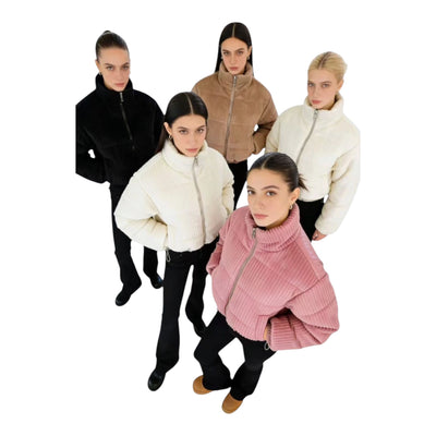 Ladies Cropped Corduroy Puffer Jacket-Various Colours