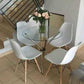 MFurn Round Table+Four Eames Style Chairs ,Glass Table Top Dining 5pc Set
