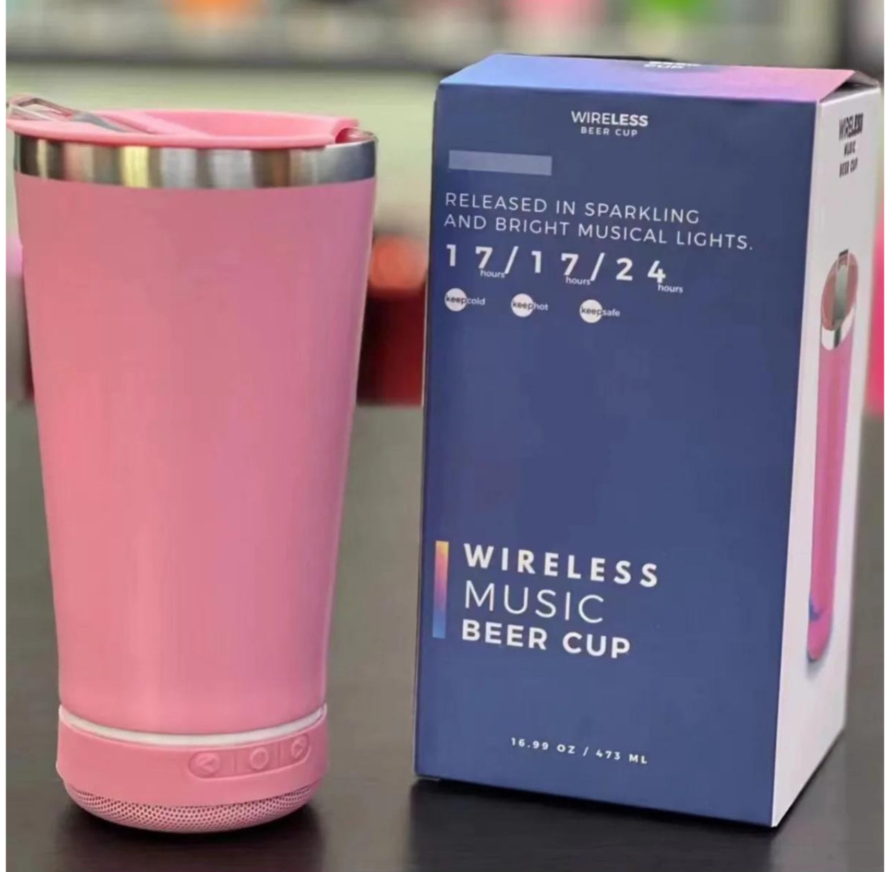MTech 473ml Bluetooth Speaker Travel Mug – Stainless Steel Tumbler (Multiple Colors)
