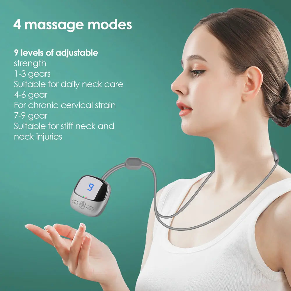 Smart Hanging Neck Shoulder Cervical Massager Heating TENS EMS Pulse Necklace
