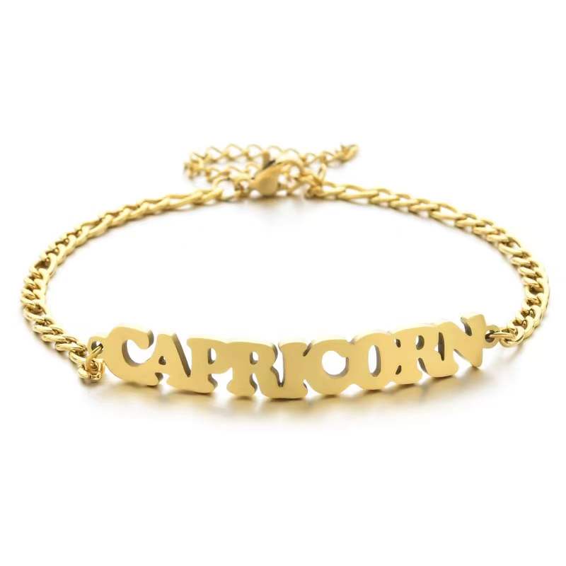 Zodiac Sign Name Bracelet 18K Gold Plated