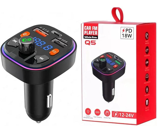 MTech Bluetooth FM Transmitter Fast Charging Support USB Disk PD 2 USB Port Type C
