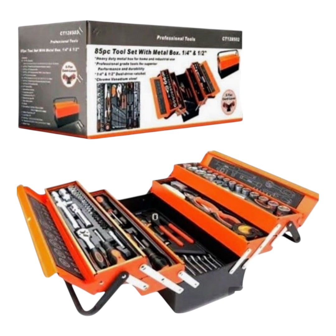 Tool Kit With Cantilever Metal Box 85pc Set