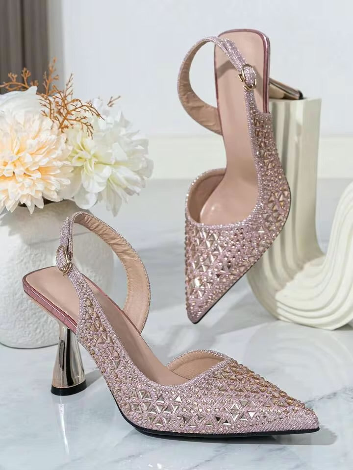 Ladies Glamorous Pointed-Toe Slingback Pumps-Various Colours