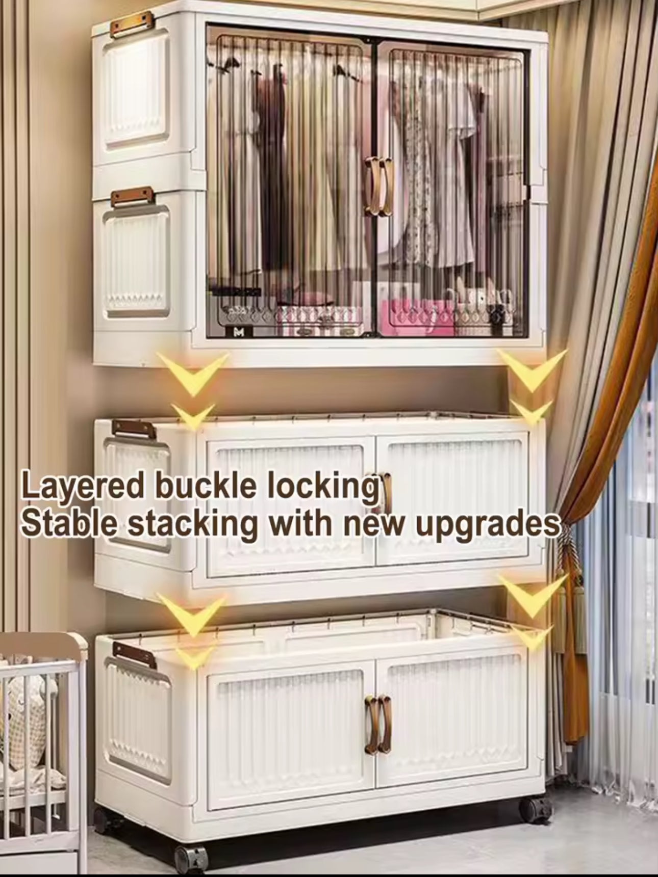 MHome Foldable Wardrobe / Multifunctional Plastic Storage Cabinet – Dustproof Organizer