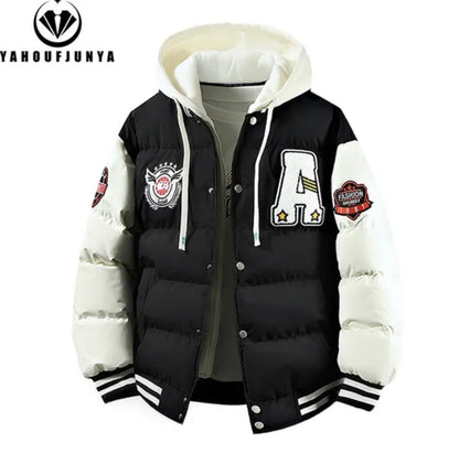 Men’s Windbreaker Drawstring Hooded Puffer Coat-Various Colours