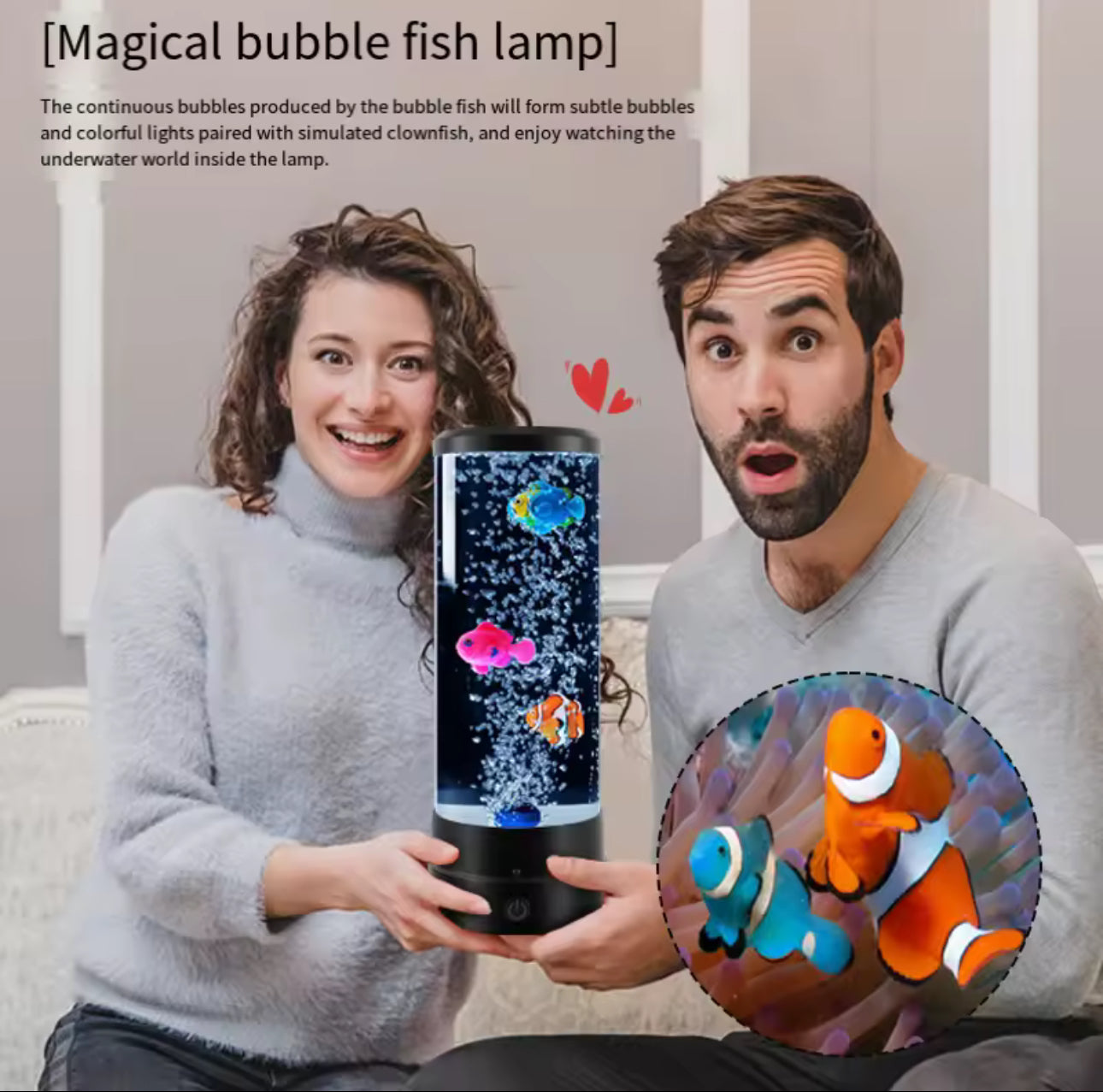 MHome Fish Aquarium Lava Lamp,Multi-Color Jelly Fish Tank Bubbles Lamp