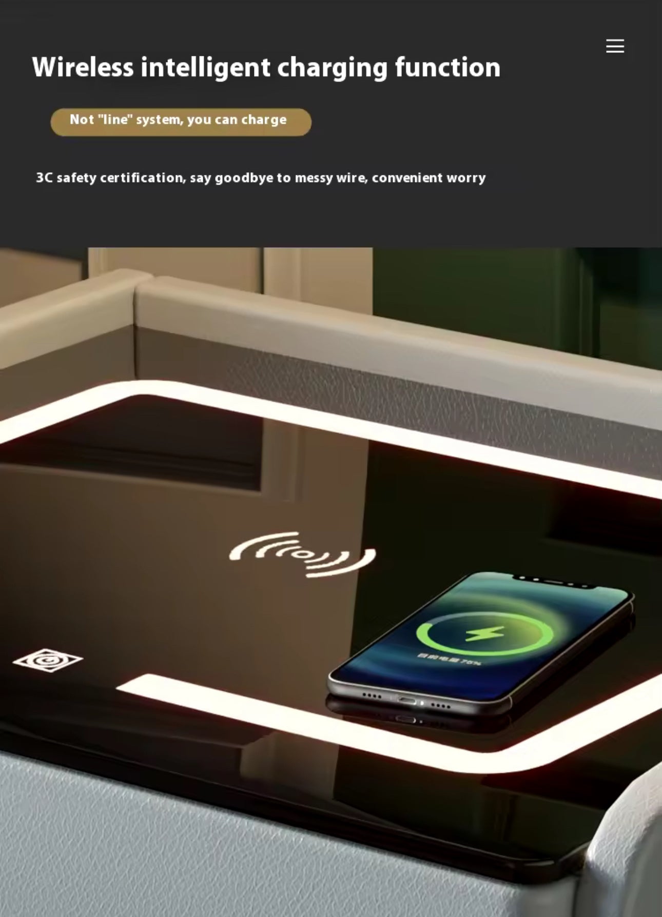 Smart Bedside Table BT, USB + LED +WIRELESS Charger - Various Colours