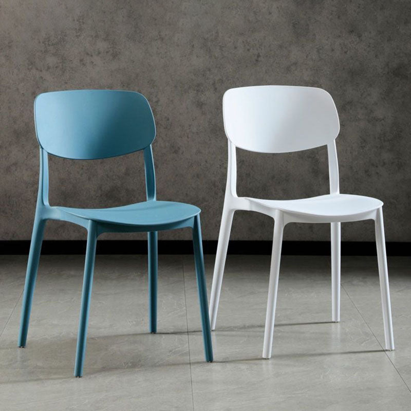 MFurn Contemporary Scandinavian Macaron Square Plastic Stackable Dining Chair Backrest For Dining Room-Various Colours