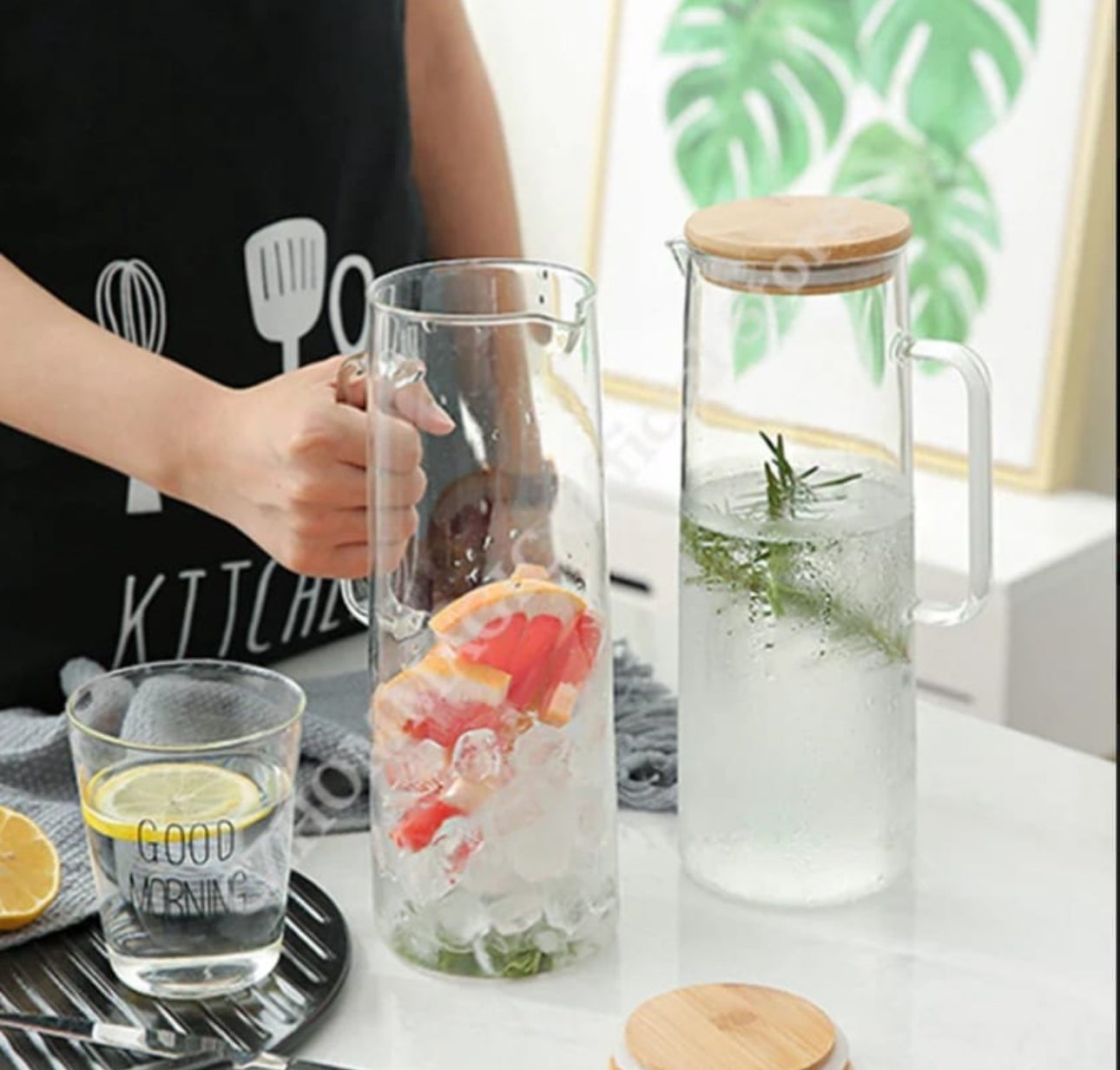 Glass Pitcher With Bamboo Lid