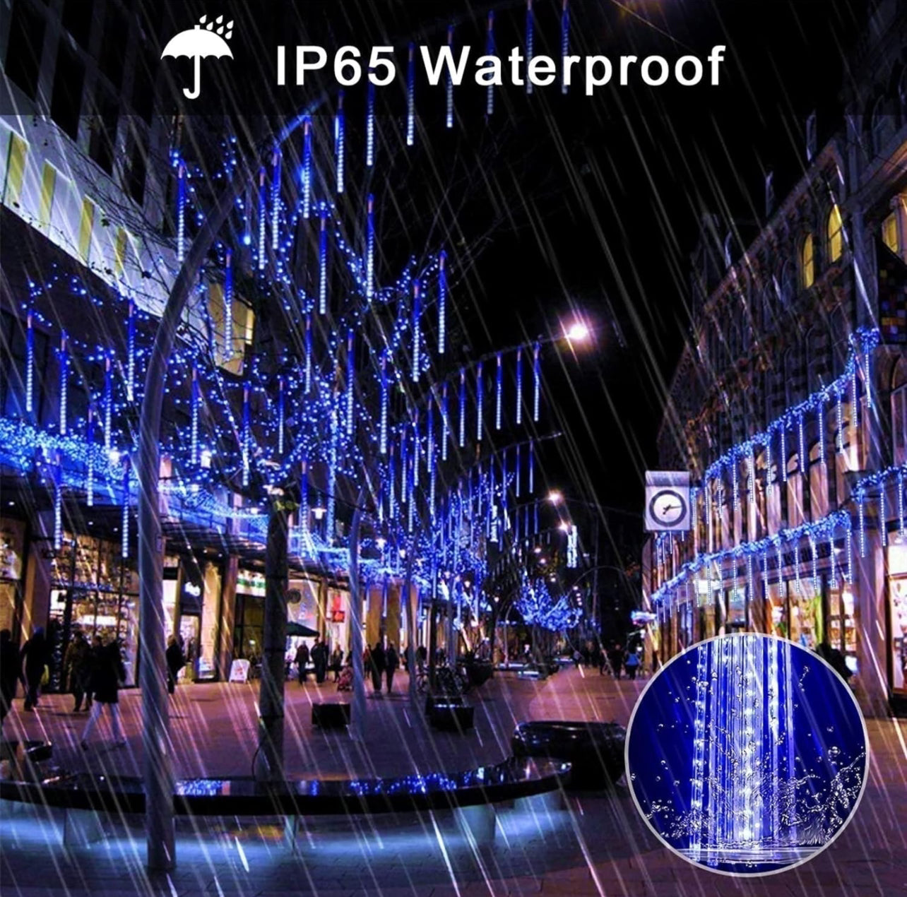Christmas LED Meteor Shower Rain Lights 80cm 8 Tubes SMD LEDs IP65 Waterproof Rain Lights Outdoor Icicle Snow String Lights for Outdoor Wedding Garden Tree Home Decor, cool white