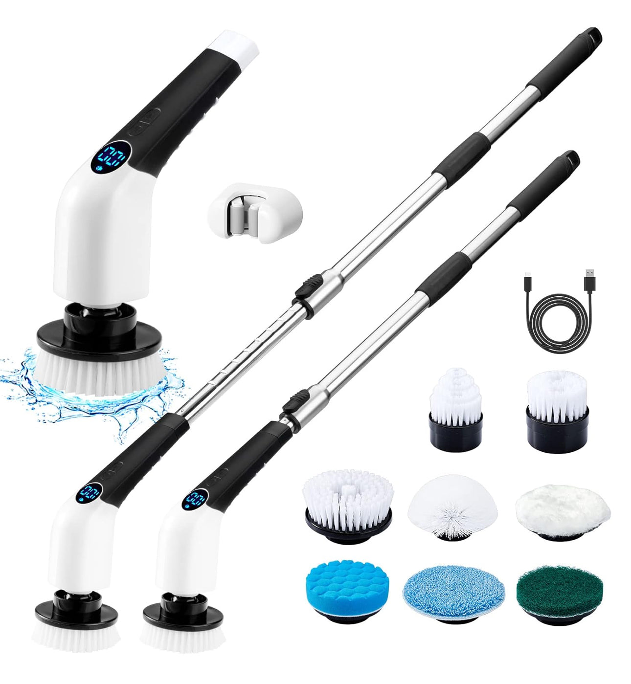 MHome 8 IN1 Electric Brush Spin Scrubber Cordless Rechargeable Handheld